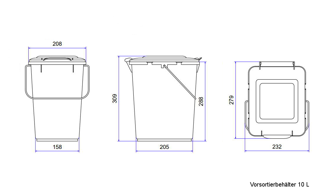 litter bins 10 L Dimensional drawing